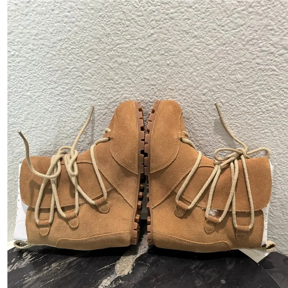 MERRILL New $170 Moab Camel Wedge Polar Laced Boots Faux Fur Lining Size 6